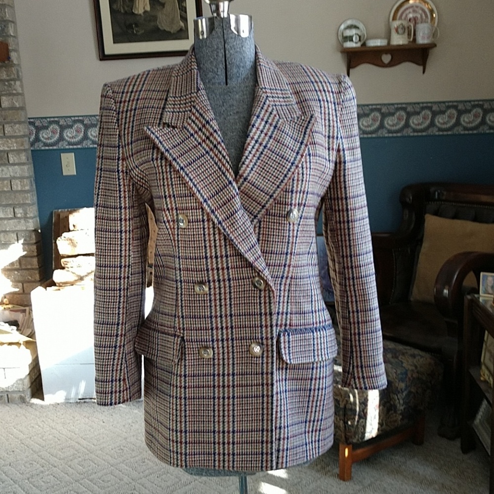 Hugo Buscato Milano Plaid Blazer Size 8